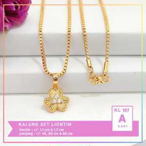 Nice Jewelry Kalung dewasa set liontin bunga rantai lapis emas gold KL 107