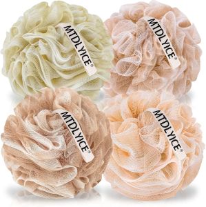 Bông tắm MTDLYICE loại lớn XL 75g gói 4 chiếc bông tắm mềm mại dùng để chà cơ thể bông tắm dành cho nam phụ kiện tắm tạo bọt khi dùng với sữa tắm (màu be).