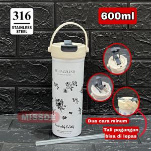 Tumbler Mug 2in1 Stainless Steel 600ml / Flip Straw Water Bottle / Tumbler Minum Shion