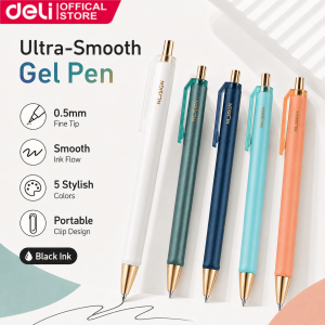 Deli Gel Pen Ballpen 0.5mm Perfect Smooth Black Ink Assorted Colors 1Pc NS557 Nusign