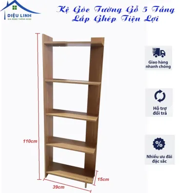 Kệ Gỗ MDF Để Sách đề đồ 5 Tầng Lắp Ghép Tiện Lợi Kích thước 120x42x17cm tramanhshop