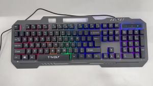 (HD1)T-WOLF Sói Sấm Sét T16 Bàn phím chơi game có đèn chiếu sáng dành cho Esports USB Bàn phím có dây bằng tấm kim loại