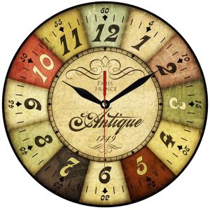 Jam Dinding Kayu Minimalis Antique Vintage Klasik Retro Style Eropa Mesin Sweep Movement