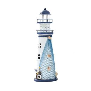 Lighthouse Metal Table Lamp Night Light Powered Flashing LED Light Outdoor Décor Lawn and Garden Decor