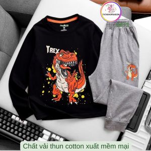 11kg đến 50kg Bộ quần áo tay dài quần dài thun borip bé trai size đại in hoạt hình T142