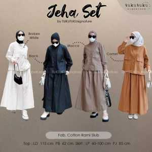 MUMU - Jeha Set Setelan Rok Muslim Bahan Linen Rami Kekinian Viral Duma Set by Mumu Fashion