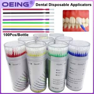 OEING 100PCS/Bottle Dental Micro Brushes Bendable Long Shank Applicators Brush Dentistry Makeup Cleaner Tool