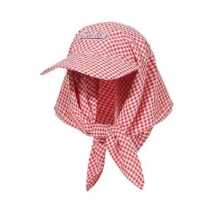 HULEQQI Korean Style Plaid Baseball Cap Cotton Embroidery Letter Headscarf Hat Casual Vintage Strappy Bandana Hat Girl