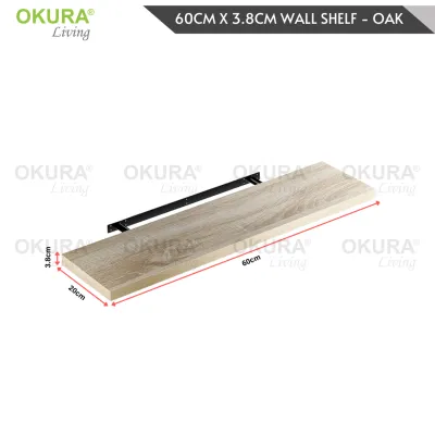 OKURA 1 Piece Sky Floating Wall Shelve Home Living 60cm (3.8cm Thickness) Wall Shelf Rak Hiasan Dinding
