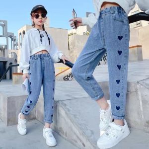 Jeans for Kids Girls Loose Straight Ripped Wide Leg Pants Girls Denim Pants with Pockets Aged 5 To 13 years old