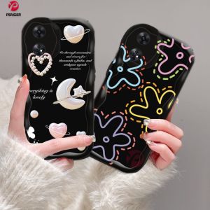 (Lokal Ready) PENGER Casing hp OPPO A17 A17k A16 A16s A54s A16k A16e A12 A5s A7 A11K A1K A57 A77S A53 2020 A3s A12e A33 A31 A52 A92 A54 Reno 8T 4G Reno 5F Romantis Pearl Moon 3D Wavy Curved Edge Love Heart Soft Case