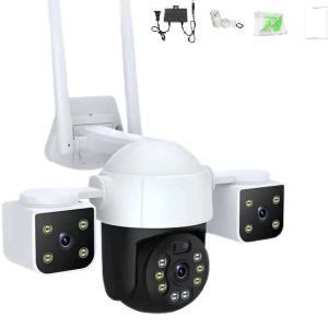 V380 PRO Cctv Camera 12MP 3 Lens 3 Screens Outdoor Waterproof IP66 Connect Cellphone CCTV With Audio And Speaker Wireless Home IP Security Cameras 1080P Full HD Outdoor Pan Tilt Security WiFi Camera 360°Visual Coverage Night Vision