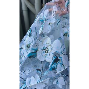 Vải voan kính (SLx0.5m khổ 1.3m) in hoa nhiều mẫu.