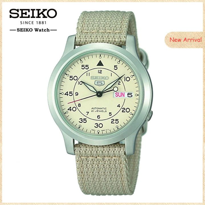 Seiko SEIKO Men s SNK803 Seiko 5 Quartz Watch with Beige Canvas