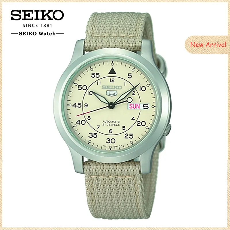 Seiko men's snk803 seiko 5 automatic watch with beige canvas sale strap