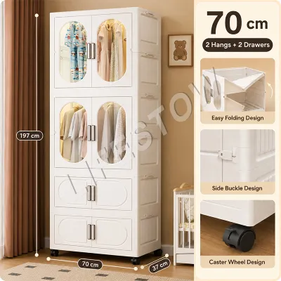 LifeStow Foldable Wardrobe Organizer Storage Cabinet For Clothes Durabox With Wheels Storage Cabinet Babys Clothes