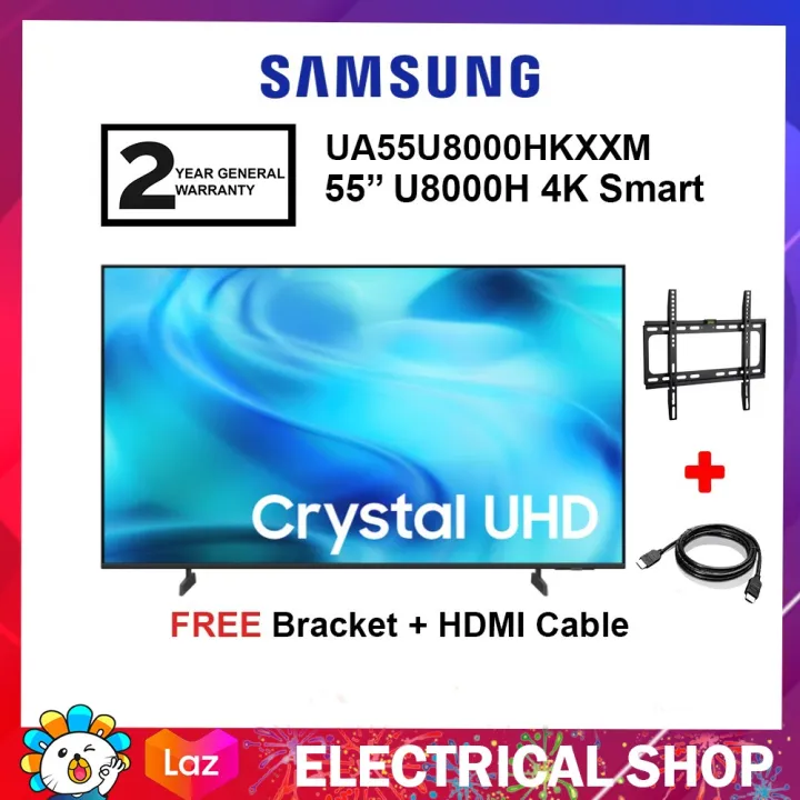 Samsung 55" UA55U8000HKXXM UHD U8000H 4K Smart TV (2026) Television (FREE Hdmi Cable and Tv Bracket)