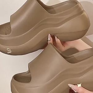 [Free Shipping] 8Cm Height-Increasing Slippers For Women Thick-Soled EVA Home Slippers Summer Indoor Bathroom Shower Slippers