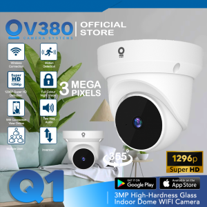 V380 Q1 3MP Modern High-hardness Glass Full Color Night Vision Indoor Ceiling Dome WIFI IP CCTV Camera