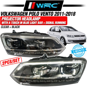 Volkswagen Polo Vento 2011 - 2018 Projector Headlamp With A Touch In Blue Light Bar + Signal Running