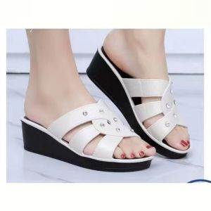 [Free Shipping] New Summer Sandals For Home And Indoor Leisure Plastic High-Heeled WomenS Slippers Fashionable And Breathable Shoes For Mothers To Wear Outside
