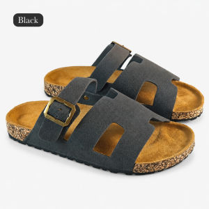 Slipper for Men Cork Sandals Arch Support Soft Footbed Non Slip Outdoor Adjustable Buckle Wide Strap