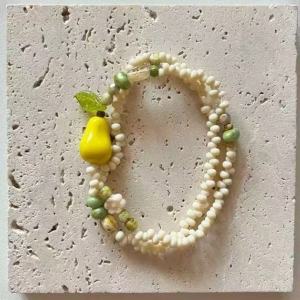 Fresh and sweet pear beaded stacked bracelet womens fashion niche design sense bracelet temperament versatile couple jewelry