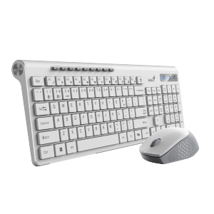 Genius SlimStar 8230 Wireless Keyboard & Mouse Combo – Bluetooth 5.3/2.4GHz Multi-Device Quiet Chocolate Keys ( White )
