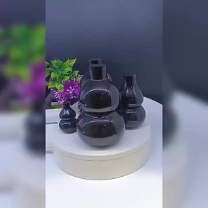 天然黑曜石葫芦摆件家用客厅卧室玄关办公室福禄大胡芦送礼品摆设Natural obsidian gourd decoration home living room bedroom porch office Fu Lu big Fenugreek gift decoration