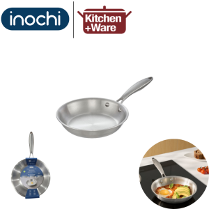 Omi Gourmet Solid Stainless Steel Frying/Wok Pan - Premium Cookware Food-Safe 304 Stainless Steel Induction Ready Healthy & Durable (20/24/28cm)