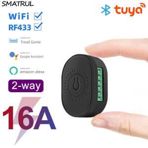 Smatrul 16a Tuya Wi-Fi Rf433 Smart Wireless Switch Light Mini 2 Way Module On Off Timer Breaker For  Home Alexa  Genie