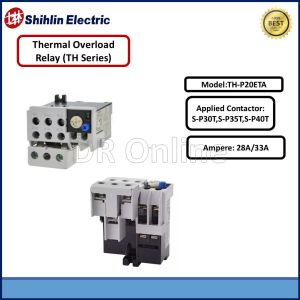 Shihlin Thermal Overload Relay TH-P20ETA Series For Contactor Use S-P30T/ S-P35T/ S-P40T