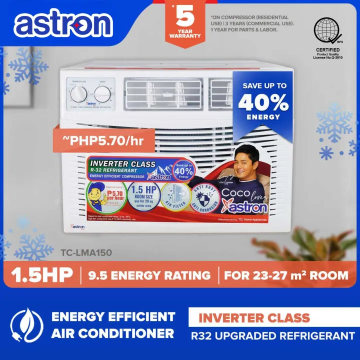 Astron 1.5HP Inverter Class Window Type Aircon - Manual | TC-LMA150 ...