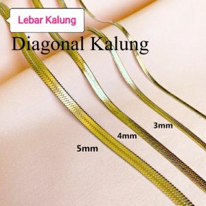 Kalung Titanium Import Flat Pipih Rata Gepeng Anti Karat Selamanya Super High Quality Premium Flate Warna Gold Silver Style Elegan Kasual Vintage Stainless Steel