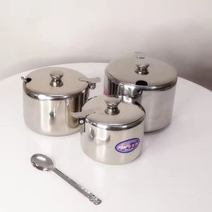 Storage Jar Mini Sauce Can Salt Pot Sugar Container with Lid Durable Seasoning Pot with spoon D/S-63