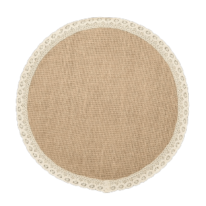 MODERNLUX Lace Trim Jute Placemat Rustic Style Round Table Mat Vintage Look Ruffle Edge Coaster Table Decor