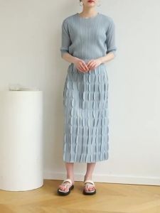 3480 (Can Match Top 3531) Fashion All-Match Casual Pleated Skirt Autumn Spring And Summer Pleated High Elastic One Size (45-75kg)