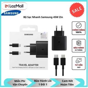 Bộ Sạc Nhanh Samsung 45W Chính Hãng – Hỗ Trợ Sạc Siêu Tốc PD 3.0 Type-C Tương Thích Nhiều Dòng Galaxycủ sạc Samsung 45W chuẩn
