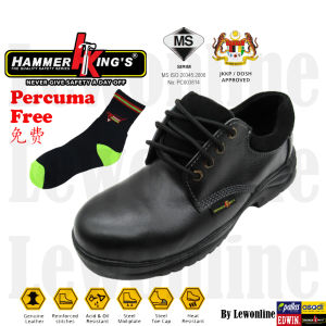 Original Hammer Kings Standard Safety Shoes Low Cut Lace-up Steel Toe Cap Leather Working Shoes 13030 Ready Stock
