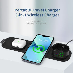 15W 3 in 1 Magnetic Wireless Charger for Iphone Apple Watch Airpods Pro Portable Foldable Fast Charging Dock