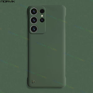 NORVIK Cute Frameless Dark Green Hard Phone Case for Samsung Galaxy S23 S23+ S22 S22+ S21 S21+ S21 FE S20 FE Note 20 Plus Ultra 4G 5G Luxury Ultra Thin Borderless Design Back Cover Casing N11-1