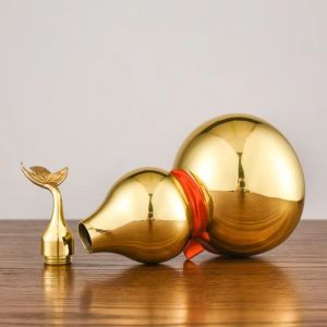 UMBRAULI 4/4.5 inch Tượng bầu bằng đồng có bìa Mượt mà Thủ công bí ngô tin đồn Thịnh vượng giàu có Trang trí nhà cửa Tượng bầu tài lộc Văn phòng