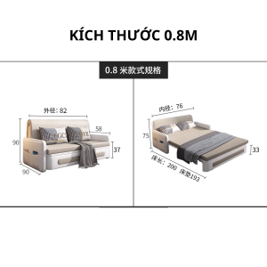 Sofa Giường Đa Năng Gấp Gọn Thông Minh Khung Chắc Chắn Đệm Êm Tiết Kiệm Không Gian