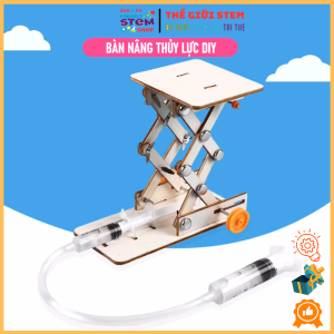 STEM tiểu học: Mô hình Bàn Nâng Thủy Lực bằng gỗ. Đồ chơi lắp ráp giáo dục khoa học sáng tạo cho trẻ khám phá STEMSANPI