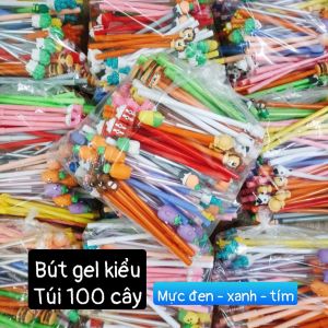 Set 10- 20 cây bút gel cute siêu dễ thuơng phù hợp với mọi độ tuổi ( mực tím/xanh )