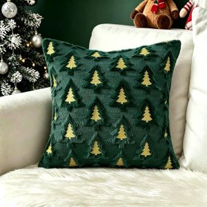 MINUTE Embroidered Throw Pillow Covers Christmas Tree 18x18 Inch Cushion Covers Soft Cozy Texture Tufted Pillow Covers Holiday Party
