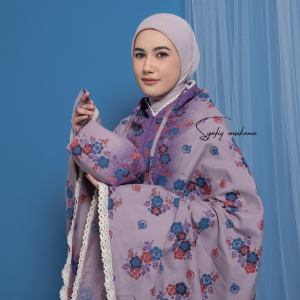 Mukena Katun Motif Bunga 2in1 Renda Daily Syafiq Traveling