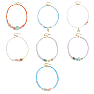 Beaded Collarbone Necklace Niche Design Colorful Neck Chain Bohemian Beads Neckchain Neck Jewellery for Women
