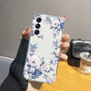 Phone Case Samsung A25 A15 A55 A35 A54 A34 A24 A14 5G 4G New 2023 Softcase Elegant Blooming Flowers Pattern Silicone Transparent Soft Casing Samsung A54 5G Cover Case