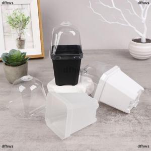 [COD] dfhws 5Pcs Square Small Flower Pot with Humidity Dome Seedlings Planting Pots